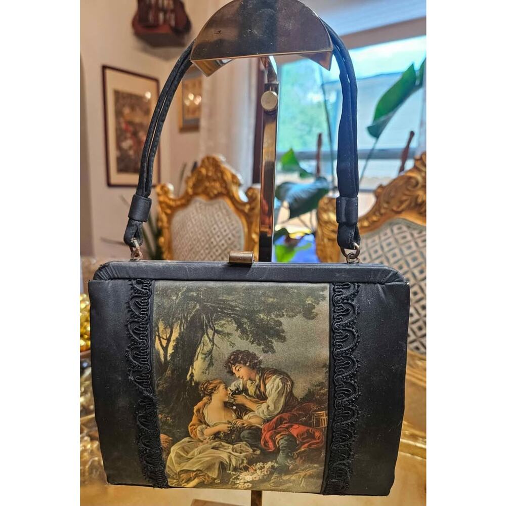 Vintage Silk Tapestry Bag featuring "La Cage" by French Artist Francois Boucher
